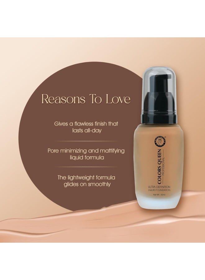 Colors Queen Ultra Definition Liquid Foundation | Lightweight & Long Lasting Full Coverage With Dewy Finish | Easy to Blend, Waterproof & Sweat Proof for Face Makeup (Parliness, 30ml) - Image 2